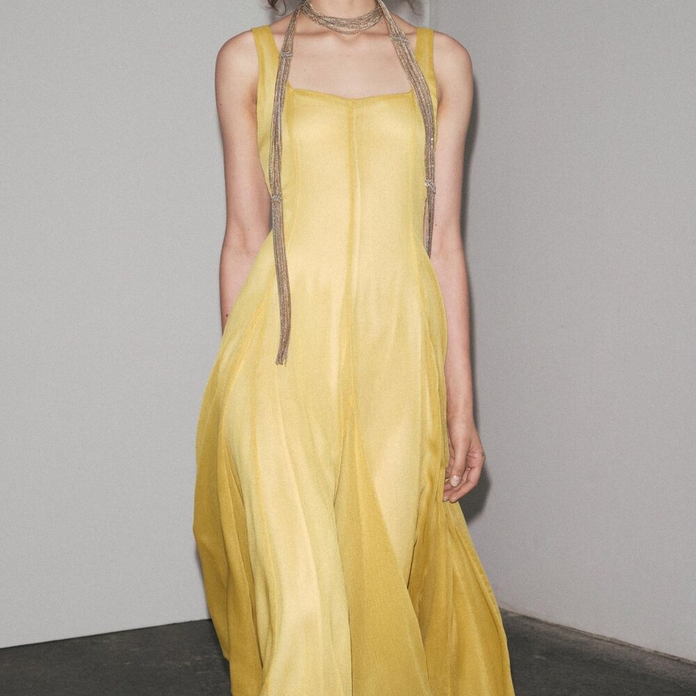 NWT Zara Woman Yellow Dress size L